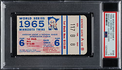 1965 Minnesota Twins (vs. Los Angeles Dodgers) World Series Game 6 Ticket Stub PSA EX 5