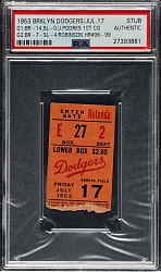 July 17, 1953 Brooklyn Dodgers (vs. St. Louis Cardinals) Ticket Stub - PSA - Jackie Robinson Career Home Runs #98 and #99