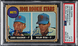 Signed 1968 Topps Milton Bradley #177 Nolan Ryan Rookie PSA VG 3 with GEM MINT 10 Signature - Signed by Ryan and Koosman!