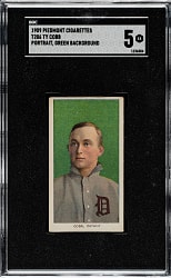 1909-1911 T206 White Border Ty Cobb Portrait Green Background SGC EX 5