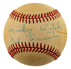 Mickey Witek Single-Signed Baseball with "N.Y. Giants" Inscription - PSA/DNA