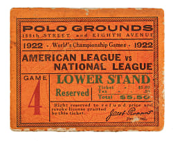 1922 New York Yankees (vs. New York Giants) World Series Game 4 Ticket Stub