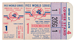1955 New York Yankees (vs. Brooklyn Dodgers) World Series Game 1 Ticket Stub - Jackie Robinson Steals Home