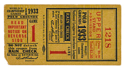 1933 New York Giants (vs. Washington Senators) World Series Game 1 Ticket Stub