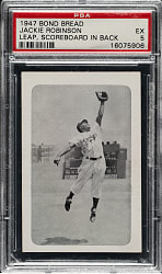 Circa 1947 Bond Bread Jackie Robinson Leaping, Scoreboard Background PSA EX 5