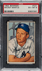 1952 Bowman #101 Mickey Mantle PSA EX-MT 6