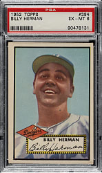 1952 Topps #394 Billy Herman High Number PSA EX-MT 6
