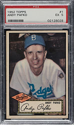 1952 Topps #1 Andy Pafko Black Back PSA EX 5