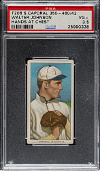 1909-1911 T206 White Border Walter Johnson Hands at Chest PSA VG+ 3.5