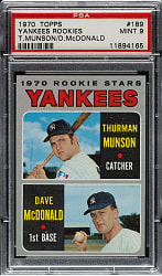 1970 Topps #189 Thurman Munson Rookie PSA MINT 9