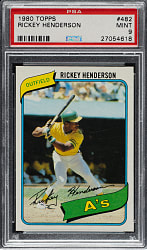 1980 Topps #482 Rickey Henderson Rookie PSA MINT 9