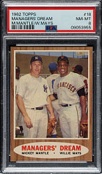 1962 Topps #18 Managers' Dream with Mickey Mantle and Willie Mays PSA NM-MT 8