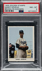 1955 Golden Stamps Brooklyn Dodgers Sandy Koufax Rookie PSA NM-MT 8