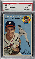 1954 Topps #20 Warren Spahn PSA NM-MT 8