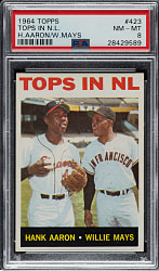 1964 Topps #423 Tops in NL with Hank Aaron and Willie Mays PSA NM-MT 8