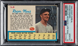 1962 Post Cereal #6 Roger Maris Ad Back PSA GEM MINT 10