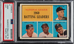 1961 Topps #41 NL Batting Leaders with Willie Mays and Roberto Clemente PSA MINT 9