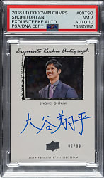 2018 Upper Deck Goodwin Champions Exquisite Rookie Autograph #09T-SO Shohei Ohtani #2/99 PSA NM 7 with GEM 10 Signature