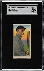 1909-1911 T206 White Border Ty Cobb Bat Off Shoulder SGC VG 3 - American Beauty 460 Back