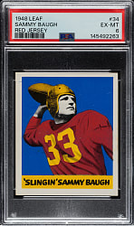 1948 Leaf Football #34 Sammy Baugh Rookie Red Jersey PSA EX-MT 6