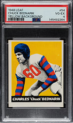 1948 Leaf Football #54 Chuck Bednarik Rookie Yellow Background PSA VG-EX 4