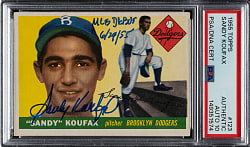 Signed 1955 Topps #123 Sandy Koufax Rookie with "MLB Debut 6/24/55" Inscription PSA/DNA GEM MINT 10