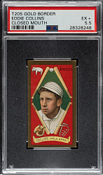 1911 T205 Gold Border Eddie Collins Closed Mouth PSA EX+ 5.5