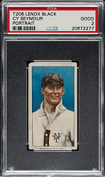 1909-1911 T206 White Border Cy Seymour Portrait PSA GOOD 2 - Black Lenox Back