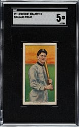 1909-1911 T206 White Border Zack Wheat Rookie SGC EX 5