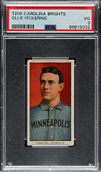 1909-1911 T206 White Border Ollie Pickering PSA VG 3 - Carolina Brights Back - Only Three PSA-Graded!