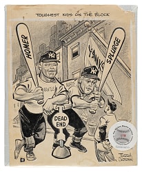 Mickey Mantle and Roger Maris Original Artwork by Murray Olderman (Ex-Mantle Estate)