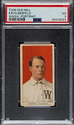 1909-1911 T206 White Border Kid Elberfeld Washington, Portrait PSA VG 3 - Old Mill Back