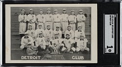 1907-1909 H. M. Taylor Postcard Detroit Tigers Team with Ty Cobb Rookie SGC POOR 1