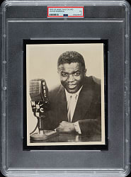 Circa 1950s WNBC Jackie Robinson Jumbo Postcard PSA EX 5