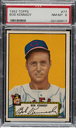 1952 Topps #77 Bob Kennedy Black Back PSA NM-MT 8