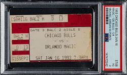 January 16, 1993 Chicago Bulls (vs. Orlando Magic) Ticket Stub PSA VG 3 - Michael Jordan 64 Points and Shaq Rookie Season