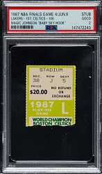 June 9, 1987 Boston Celtics (vs. Los Angeles Lakers) NBA Finals Game 4 Ticket Stub PSA GOOD 2 - Magic Johnson "Baby Sky Hook"