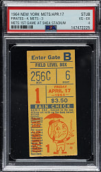 April 17, 1964 New York Mets (vs. Pittsburgh Pirates) Ticket Stub PSA VG-EX 4 - Mets First Game at Shea Stadium