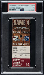 October 10, 1999 Arizona Cardinals (vs. New York Giants) Ticket Stub PSA VG 3 - Pat Tillman First Interception - The ONLY Graded Example!