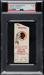 September 8, 1980 Washington Redskins (vs. Dallas Cowboys) Ticket Stub PSA POOR 1 - Art Monk NFL Debut