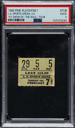 February 7, 1980 Pink Floyd Ticket Stub PSA GOOD 2 - First Show of "The Wall" Tour