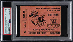 October 30, 1974 George Foreman vs. Muhammad Ali Boxing Ticket Stub PSA POOR 1 - Ali Eighth Round Knockout