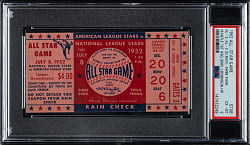1952 All-Star Game Ticket Stub PSA EX-MT 6 - Jackie Robinson Home Run and Mickey Mantle First All-Star Game