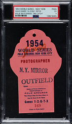 1954 New York Giants (vs. Cleveland Indians) World Series Game 1 & 2 Press Pass PSA EX 5 - Willie Mays Makes "The Catch"