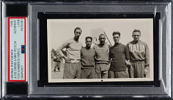 Circa 1936 Summer Olympics Jesse Owens and Mike Pelliccia Original Snapshot Photograph PSA/DNA Type I