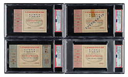 1936 Berlin Summer Olympic PSA-Graded Full Ticket and Ticket Stub Collection (4) - All Four Jesse Owens Gold Medals