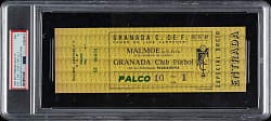 November 15, 1987 International Friendly Granada CF (vs. Malmö FF) Full Ticket PSA VG 3 - Only Time All 3 Maradona Brothers Played in Same Game - Highest Graded!