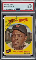 Signed 1959 Topps #50 Willie Mays PSA VG+ 3.5 with NM 7 Signature