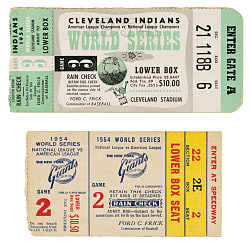 1954 New York Giants vs. Cleveland Indians World Series Game 2 and 3 Ticket Stub Pair