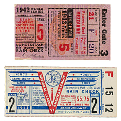 1942 New York Yankees vs. St. Louis Cardinals World Series Game 2 and 5 Ticket Stub Pair